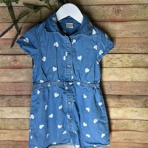 Gymboree Denim Hearts Dress Short Sleeve Toddler Girl Size 4T